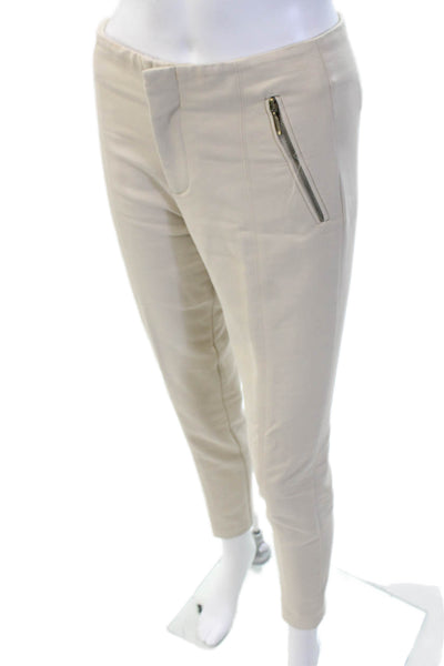 Zara Women Ankle Dress Pants Beige Cotton Blend Zip Size M