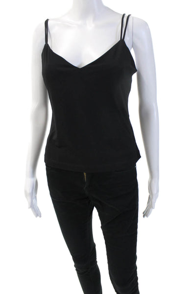 BCBGMAXAZRIA Womens Black V-Neck Camisole Basic Polyester Blend Size L