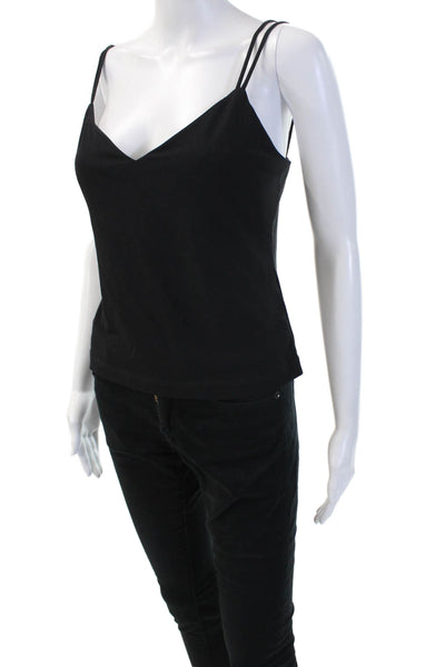 BCBGMAXAZRIA Womens Black V-Neck Camisole Basic Polyester Blend Size L