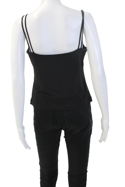 BCBGMAXAZRIA Womens Black V-Neck Camisole Basic Polyester Blend Size L