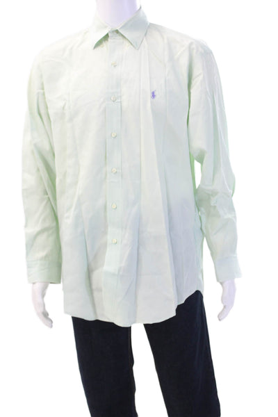 Polo Ralph Lauren Mens Button Front Long Sleeve Collared Shirt Green Size Medium