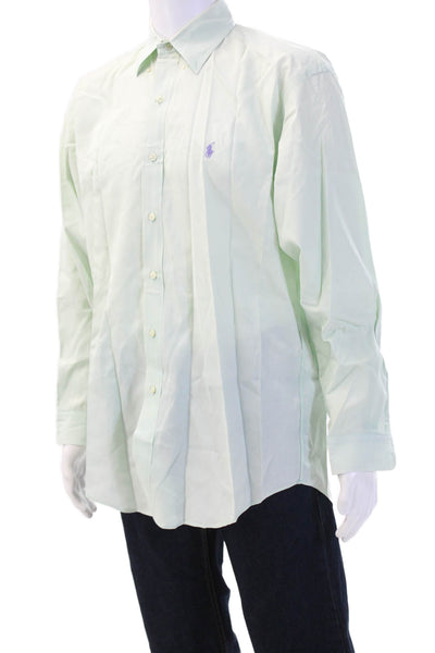 Polo Ralph Lauren Mens Button Front Long Sleeve Collared Shirt Green Size Medium