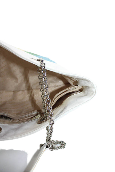 Rodo Womens Satin Striped Chain Strap Detail Shoulder Bag Blue