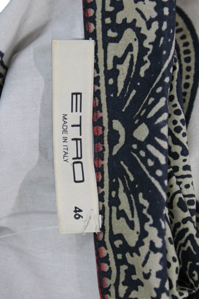 Etro, Women Kaftan Shirt Dress Beige Paisley Cotton Blend Collared Size 46