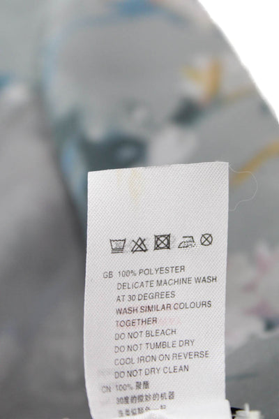 Reiss Womens Floral Print Wrapped Scarf Gray 78" x 18"