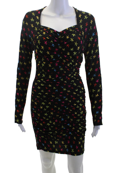 Jonathan Cohen Womens Bodycon Mini Dress Black Square Neck Long Sleeve Size M