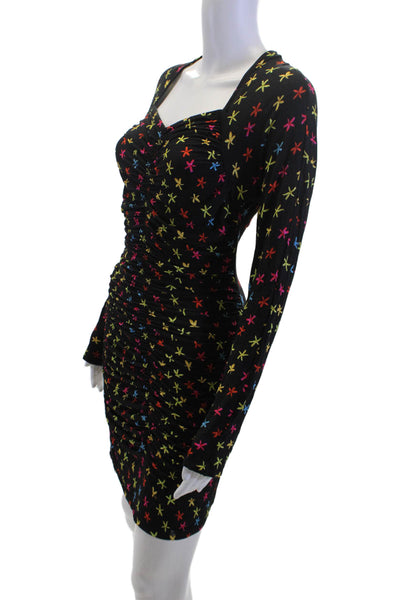 Jonathan Cohen Womens Bodycon Mini Dress Black Square Neck Long Sleeve Size M