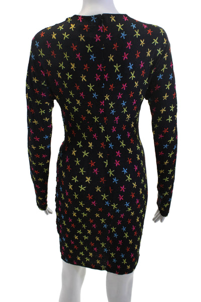 Jonathan Cohen Womens Bodycon Mini Dress Black Square Neck Long Sleeve Size M