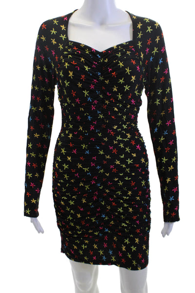 Jonathan Cohen Womens Bodycon Mini Dress Black Square Neck Long Sleeve Size 5XL