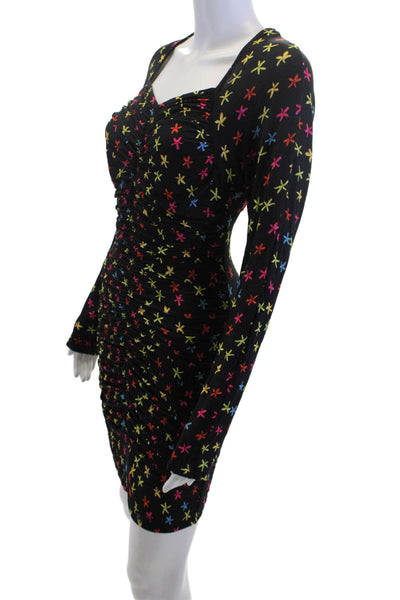 Jonathan Cohen Womens Bodycon Mini Dress Black Square Neck Long Sleeve Size 5XL