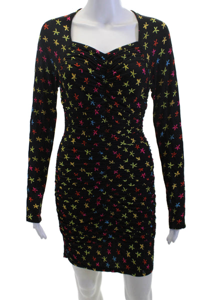 Jonathan Cohen Womens Bodycon Mini Dress Floral Multi Long Sleeve Size 2XL