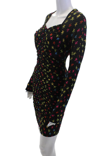 Jonathan Cohen Womens Bodycon Mini Dress Floral Multi Long Sleeve Size 2XL
