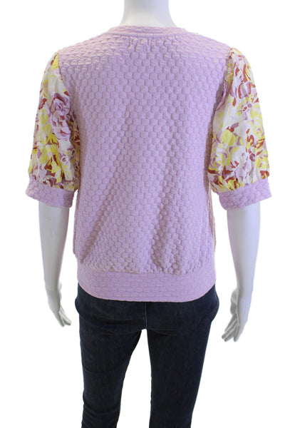Porridge Anthropologie Women Pink Floral Short Sleeve T-Shirt Size XS