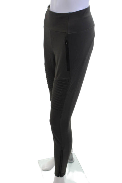 Athleta Womens Ankle Jeggings Black Biker Zip Nylon/Spandex Size 4