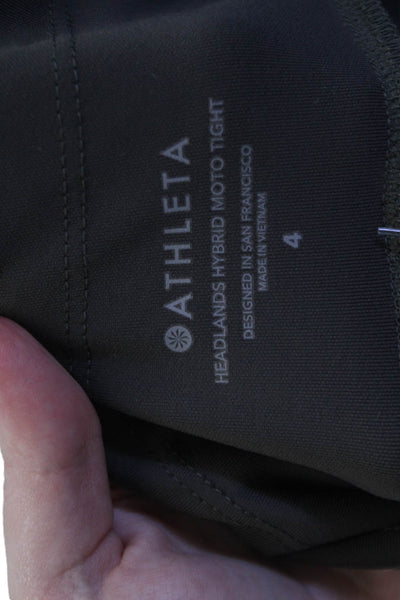 Athleta Womens Ankle Jeggings Black Biker Zip Nylon/Spandex Size 4