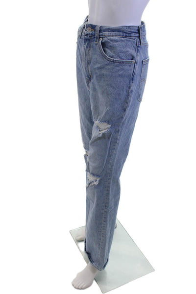 Levis Unisex Flared Blue Jeans High Rise Button 32 Inseam Size 27