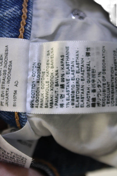 Levis Unisex Flared Blue Jeans High Rise Button 32 Inseam Size 27