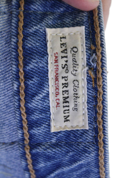 Levis Unisex Flared Blue Jeans High Rise Button 32 Inseam Size 27