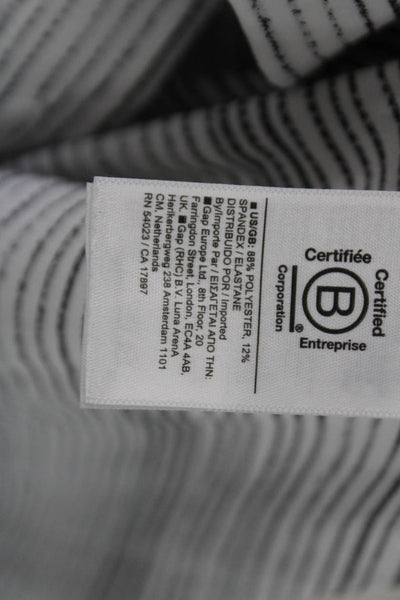Athleta Women Striped Collared Sleeveless Button-Up Top White Size XS Petite