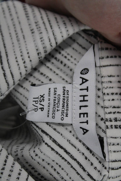 Athleta Women Striped Collared Sleeveless Button-Up Top White Size XS Petite