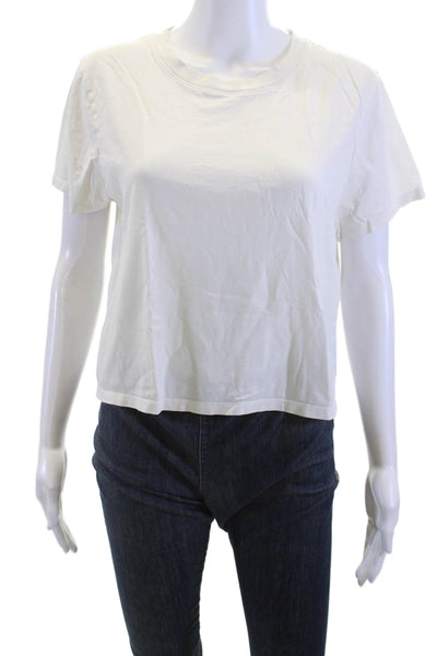 Outdoor Voices Women Cropped Cotton T-Shirt White Crew Neck Short Sleeve Size M