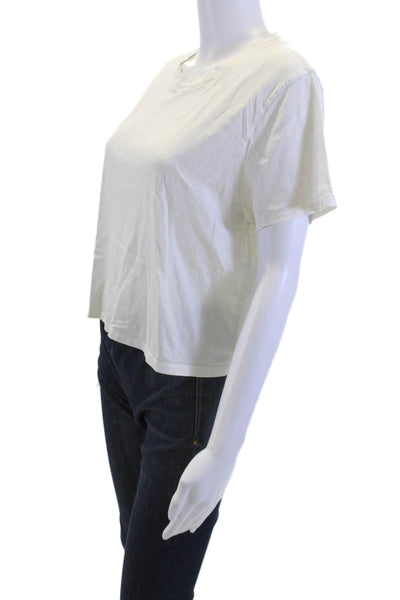 Outdoor Voices Women Cropped Cotton T-Shirt White Crew Neck Short Sleeve Size M