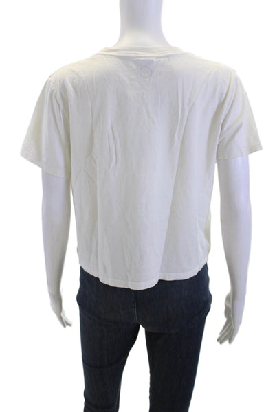 Outdoor Voices Women Cropped Cotton T-Shirt White Crew Neck Short Sleeve Size M