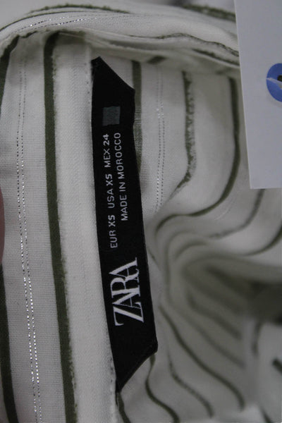 Zara Womens Striped Collared Button-Up White Long Sleeve Size XS