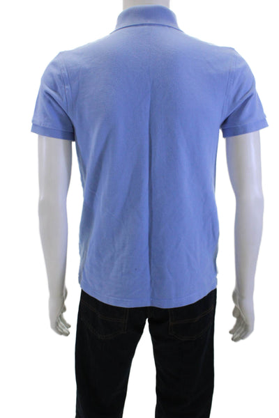 J Crew Mens Short Sleeves Pique Polo Shirt Blue Cotton Size Medium