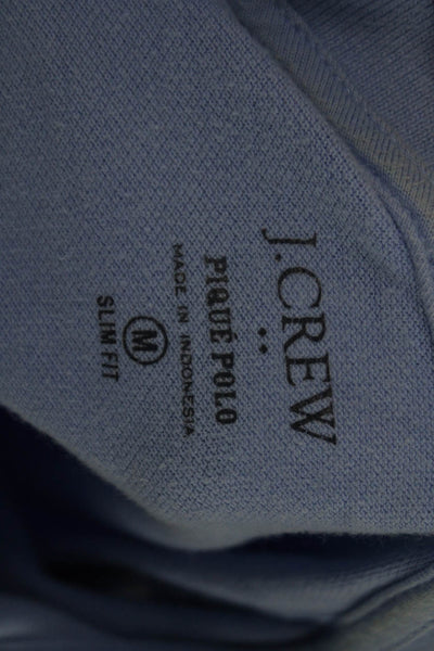 J Crew Mens Short Sleeves Pique Polo Shirt Blue Cotton Size Medium