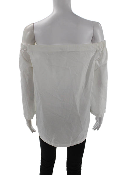 Theory Women White Cotton Boho Blouse 3/4 Sleeve Solid Size M