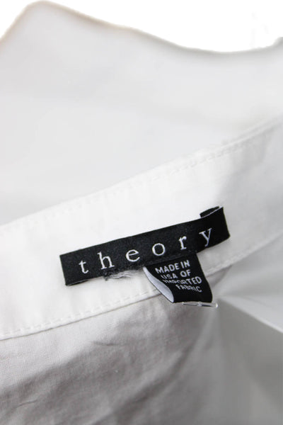 Theory Women White Cotton Boho Blouse 3/4 Sleeve Solid Size M