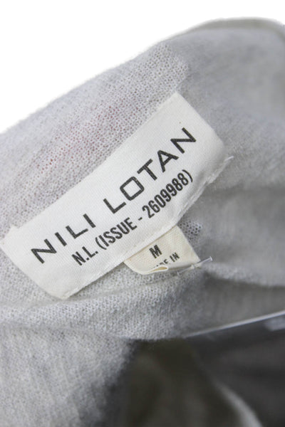 Nili Lotan Women Basic Beige V-Neck Short Sleeve T-Shirt Size M