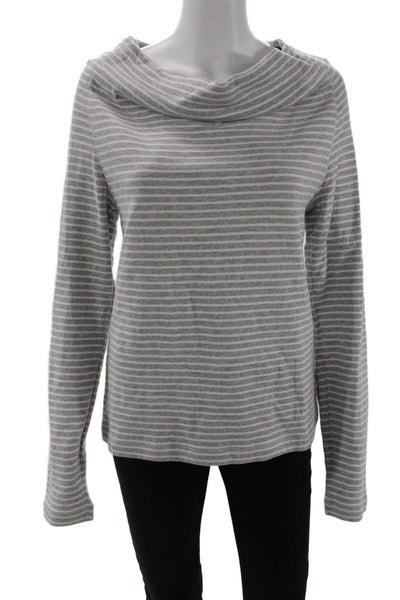 Standard James Perse Unisex Gray Striped Mock Neck Pullover Long Sleeve Size 3