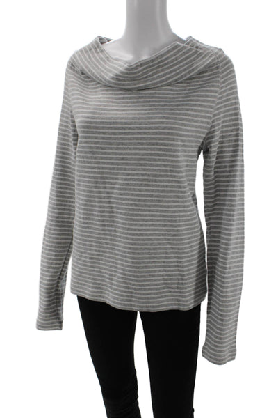 Standard James Perse Unisex Gray Striped Mock Neck Pullover Long Sleeve Size 3