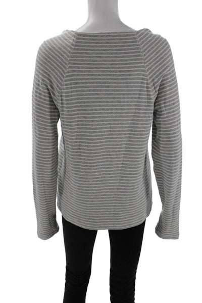 Standard James Perse Unisex Gray Striped Mock Neck Pullover Long Sleeve Size 3