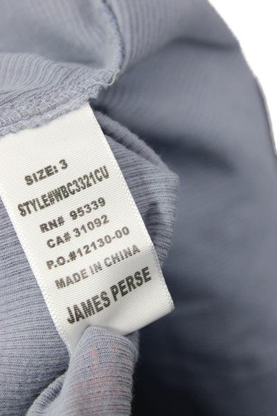 Standard James Perse Women Blue Striped Collared Button-Up 3/4 Sleeve Size 3
