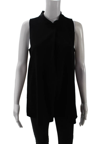 Theory Womens Tunic Blouse Black Mock Neck Zip Sleeveless Size M