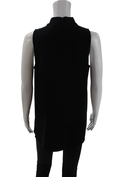 Theory Womens Tunic Blouse Black Mock Neck Zip Sleeveless Size M