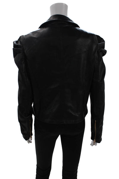 Blank NYC Womens Black Biker Motorcycle Jacket Collared Zip Size M