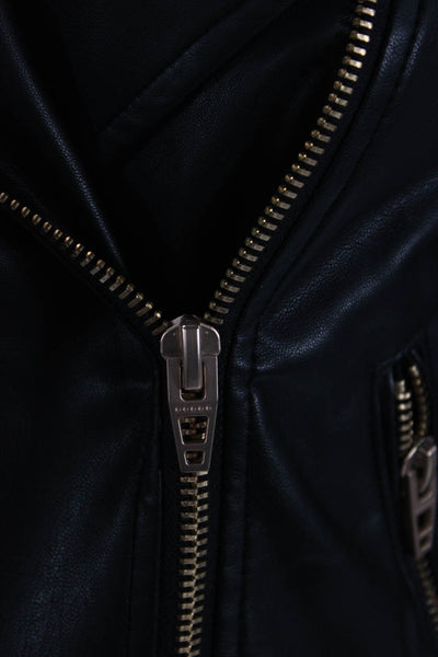 Blank NYC Womens Black Biker Motorcycle Jacket Collared Zip Size M