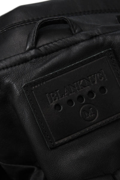 Blank NYC Womens Black Biker Motorcycle Jacket Collared Zip Size M