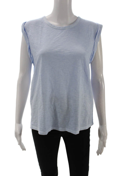 Veronica Beard Women Jersey T-Shirt Light Blue Cotton Sleeveless Size L