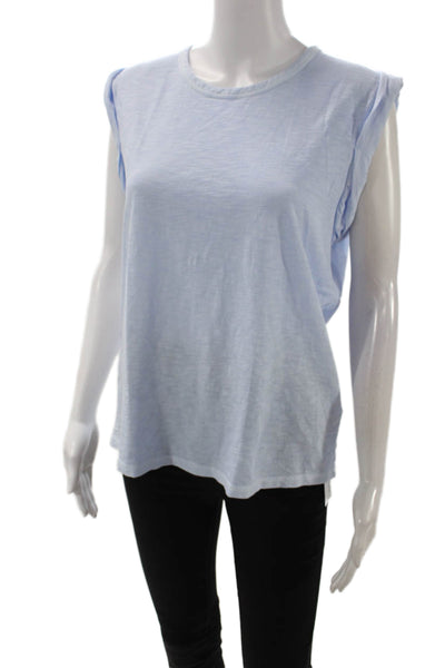 Veronica Beard Women Jersey T-Shirt Light Blue Cotton Sleeveless Size L