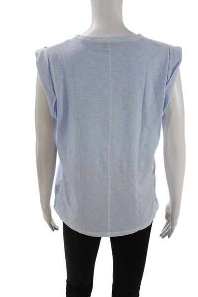 Veronica Beard Women Jersey T-Shirt Light Blue Cotton Sleeveless Size L