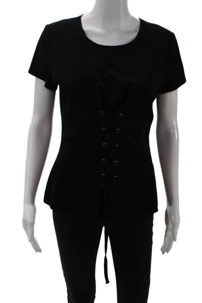 Bailey 44 Women Gothic Black Round Neck Short Sleeve T-Shirt Size L