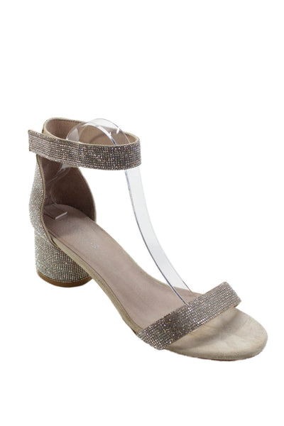Jeffrey Campbell Womens Rhinestoned Detail Open Toe Heels Silver Size 10