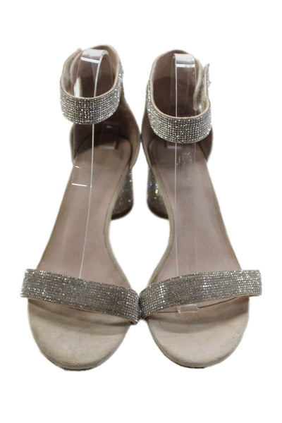 Jeffrey Campbell Womens Rhinestoned Detail Open Toe Heels Silver Size 10