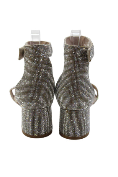 Jeffrey Campbell Womens Rhinestoned Detail Open Toe Heels Silver Size 10