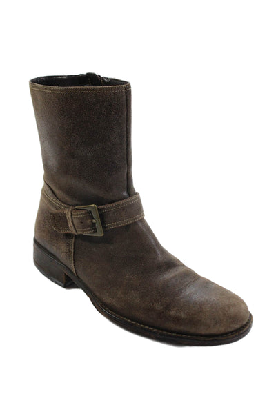 Cole Haan Womens Leather Buckled Detail Boots Solid Brown Size 8